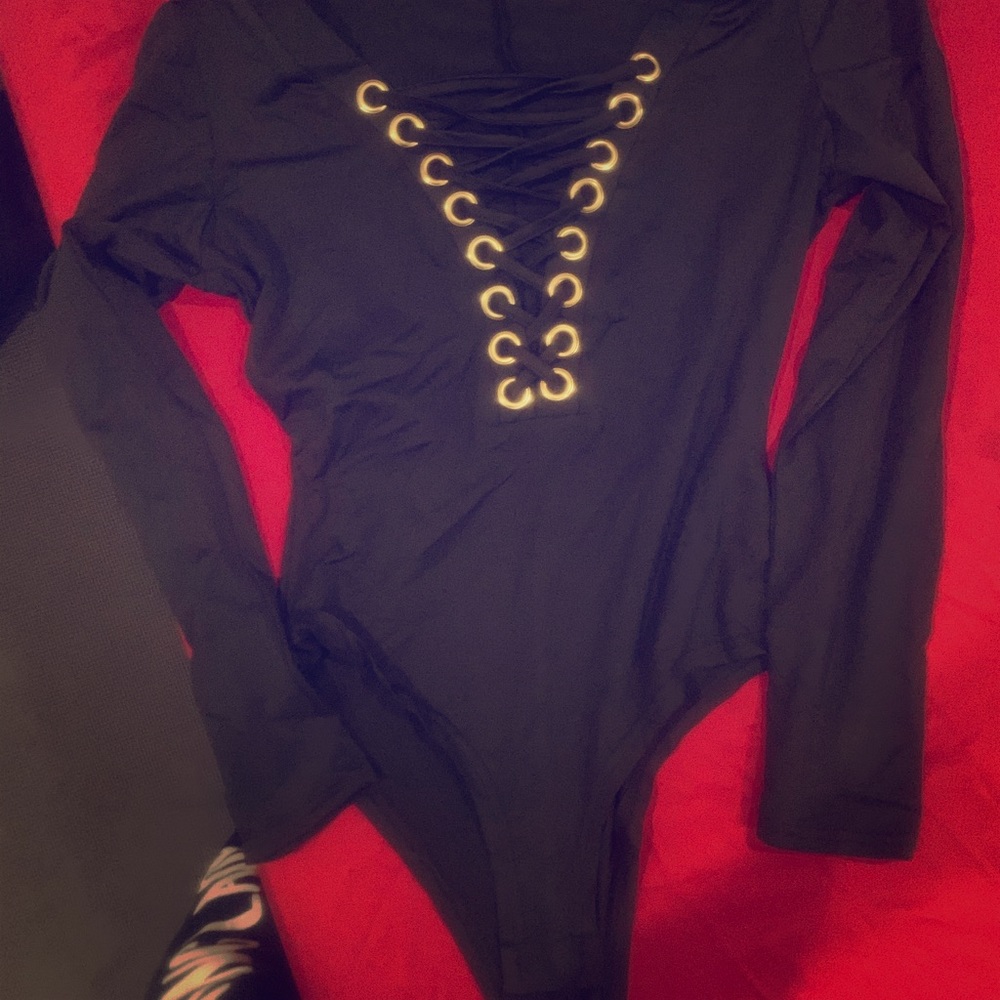 Black long sleeve body suit